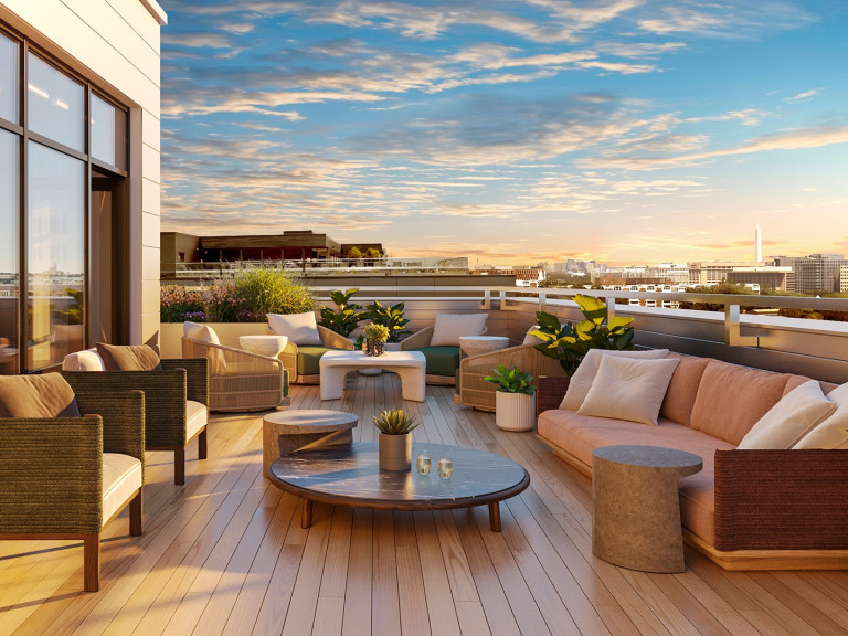 Rooftop terrace with inspiring city views