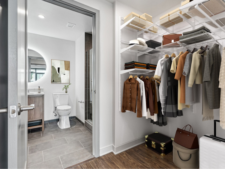 Spacious walk-in closets
